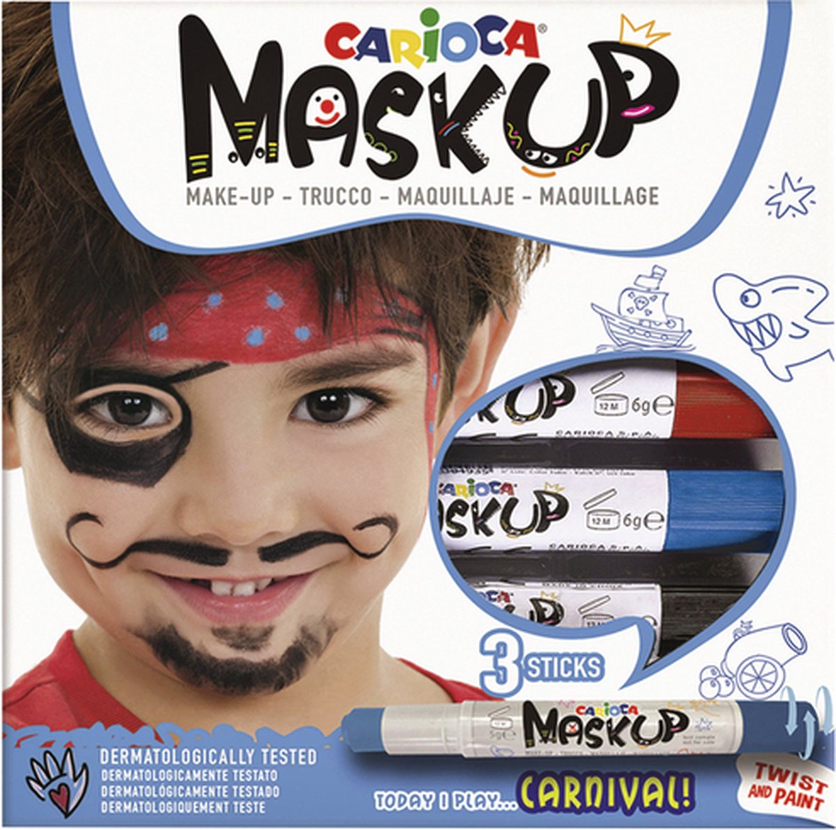 Schminkstift Carioca make-up carnaval set à 3 kleuren | 48 stuks